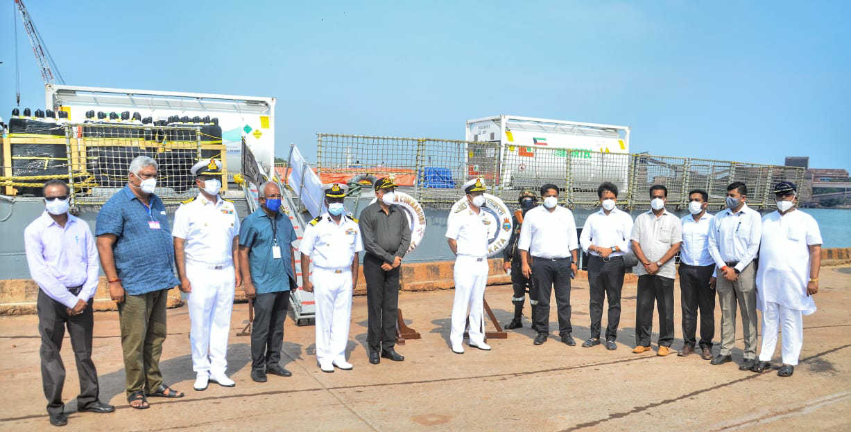INS kolkota arrivied mangalore port from Kuwait