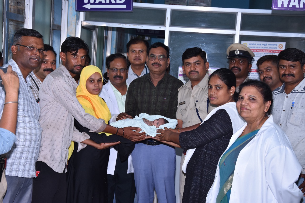 Baby boy handover to parents in Davanagere