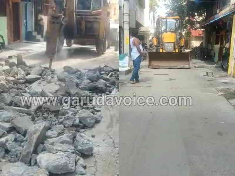 cc road work rework with jcb