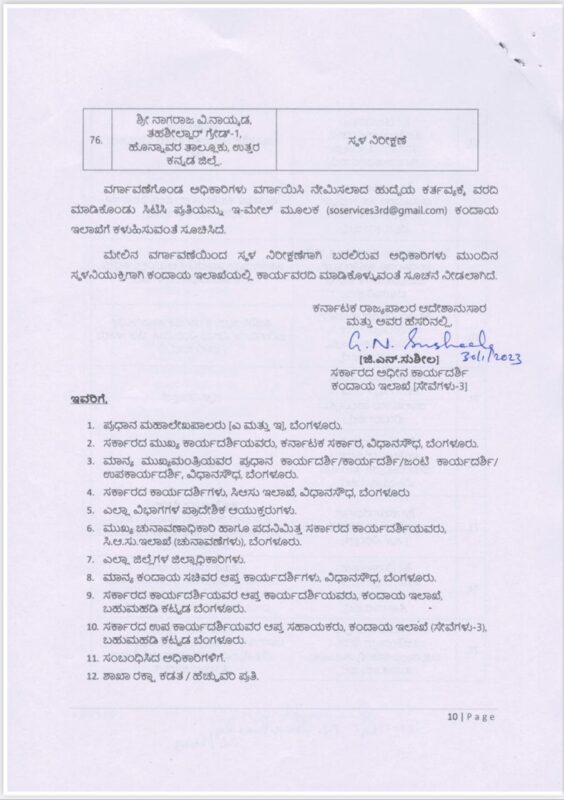 74 Transfer of Tehsildar.! AS Kargi appointed as Election Tehsildar, Davangere