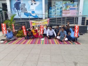 Vishal Mega Mart employees hold protest against the owner