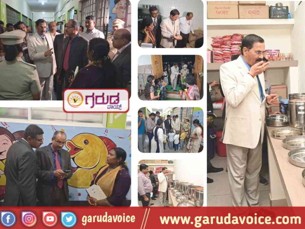 B Veerappa_ Upalokayukta visit to women's hostel, Davangere Sri Ramanagara, check food