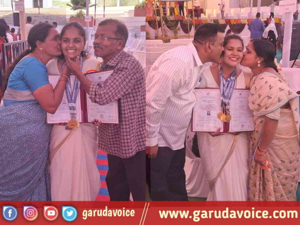 Gold Medal_ Davangere University 12th Convocation Gold Shower; Appreciation for the achievement of the daughter of a policeman and an auto driver