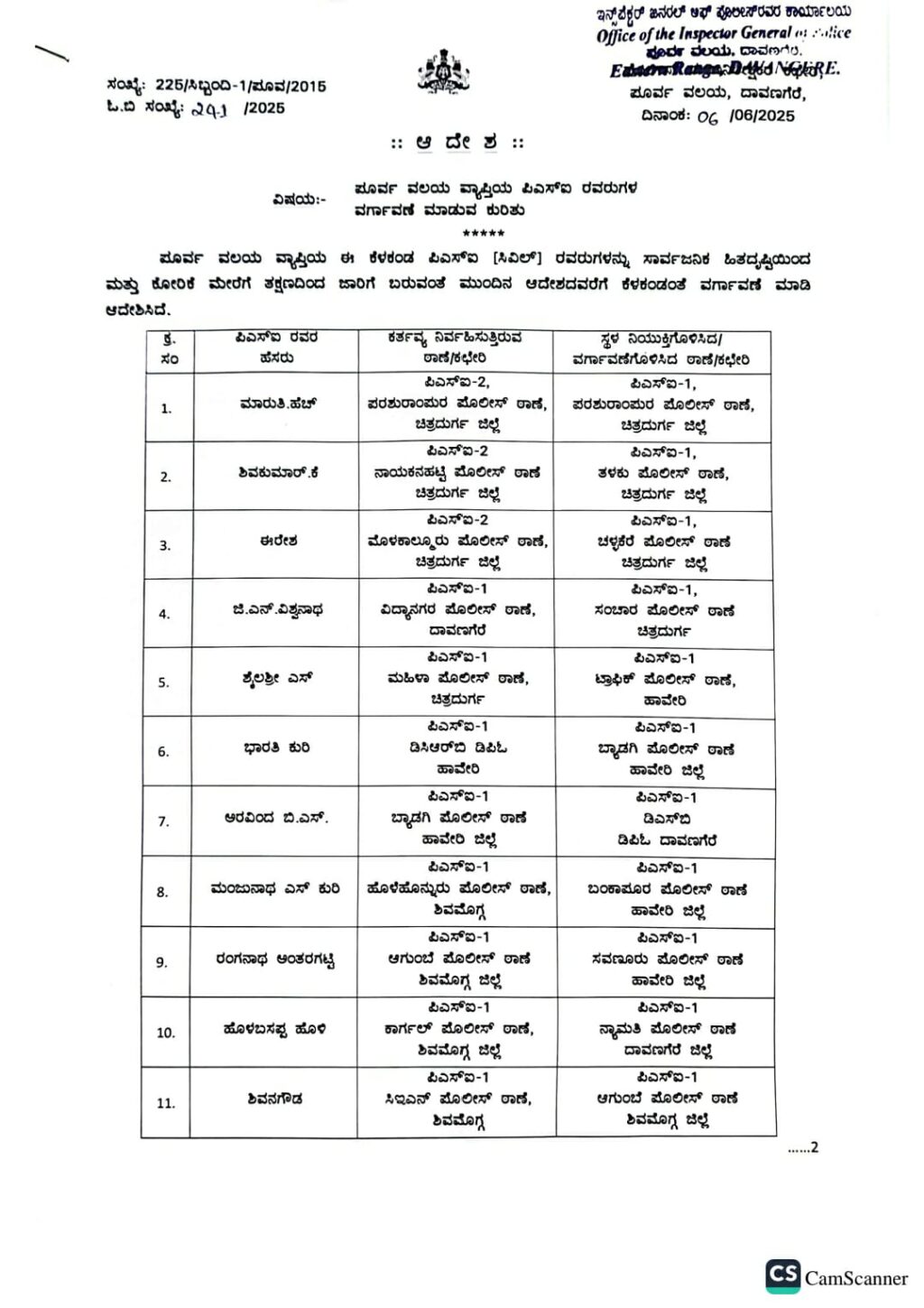 Eastern range psi officer's transferred